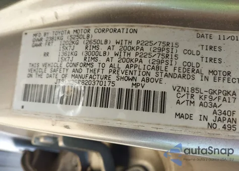 2002 Toyota 4Runner Sr5 V6 z USA, uszkodzony, nr VIN JT3HN86R820370175